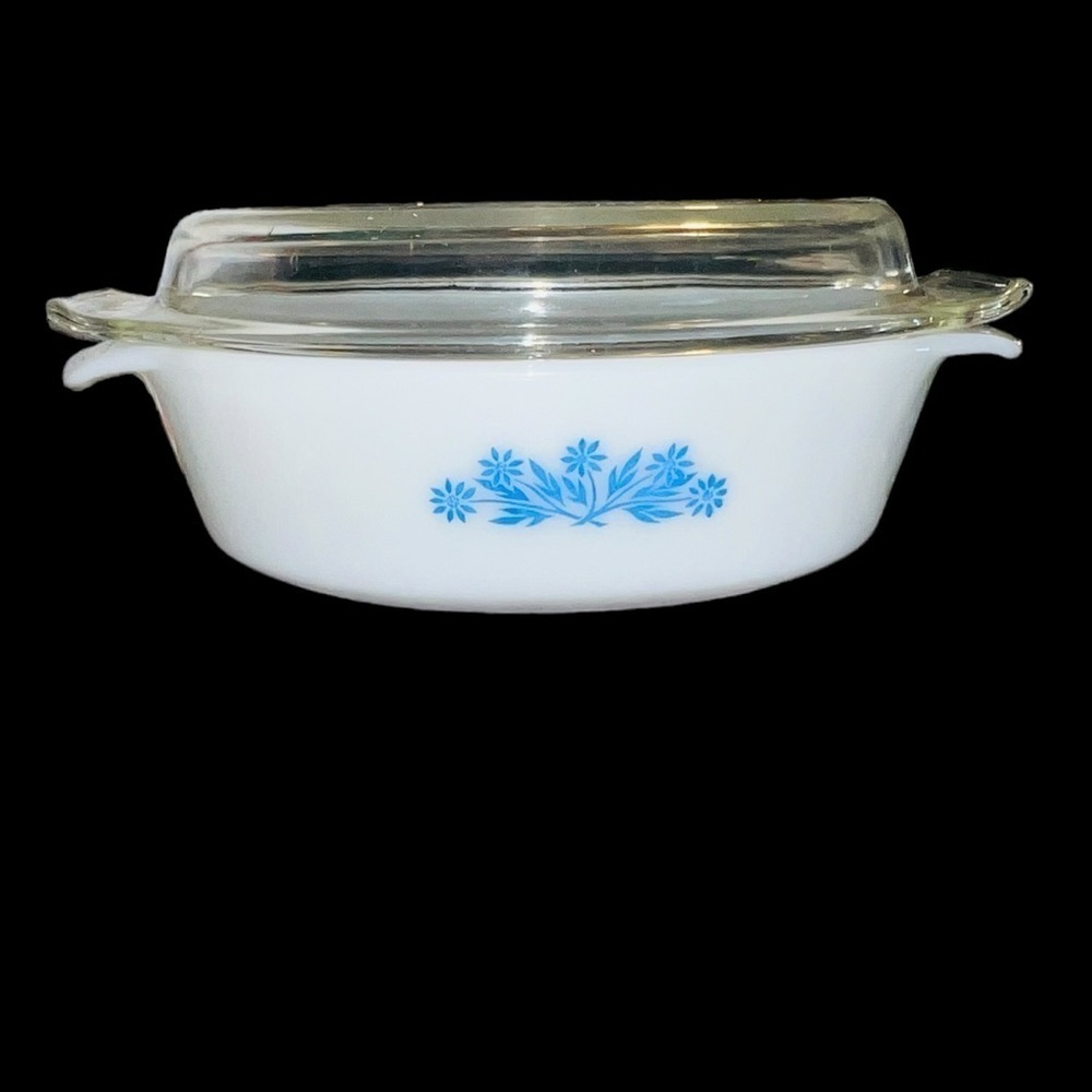 Vintage Anchor Hocking Fire King Blue Cornflower 2 Quart Casserole Dish #438